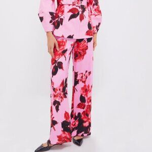 NWT Tuckernuck Cerise Pink Begonia Blossom Erin Pants Wide Leg Size Large